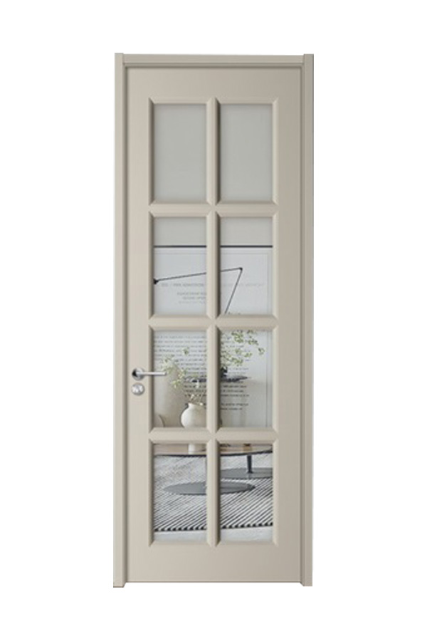 Porte en verre en bois d'entrée d'appartement d'hôtel blanc GG-01