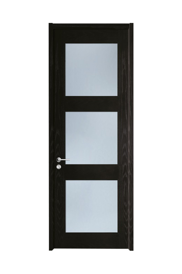 GP-013 Porte en bois simple en verre de peinture noire simple